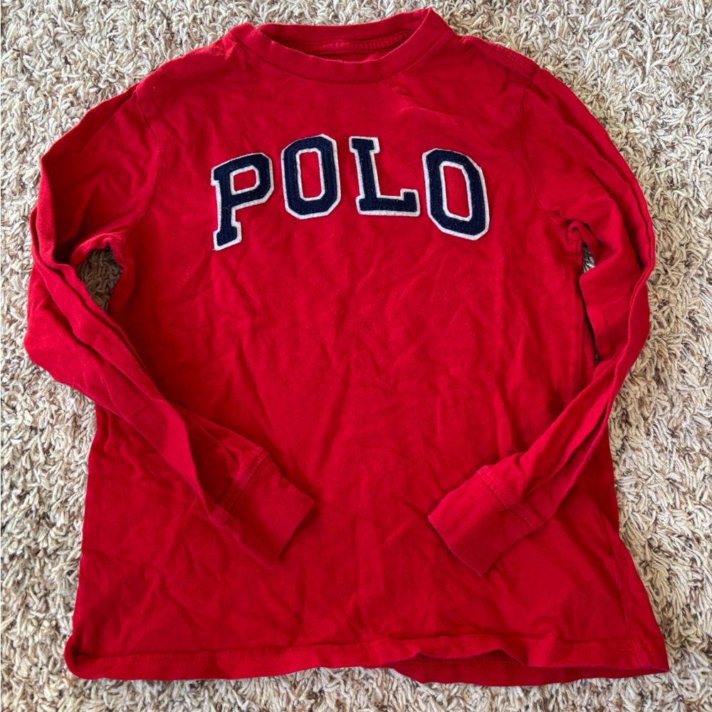 Polo by Ralph Lauren Red Crewneck Logo Pullover Size 7
